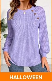 Light Purple Lace Long Sleeve Round Neck Sweatshirt