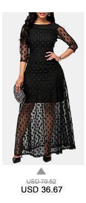 Three Quarter Sleeve Polka Dot Mesh Dress