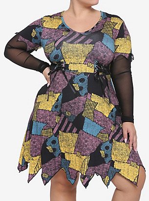 THE NIGHTMARE BEFORE CHRISTMAS SALLY MESH LONG-SLEEVE DRESS PLUS SIZE