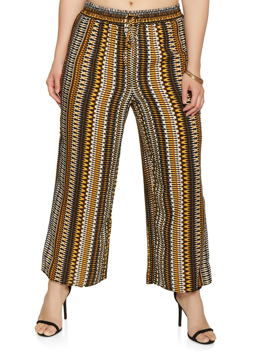 Plus Size Printed Wide Leg Palazzo Pants