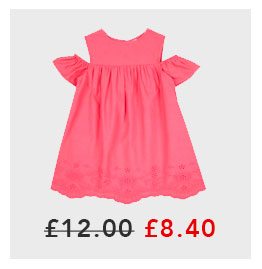 Younger Girls Pink Cold Shoulder Dress