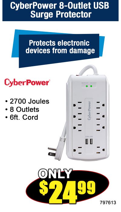 CyberPower 8-Outlet USB Surge Protector