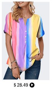 Split Neck Button Detail Tie Dye Print T Shirt