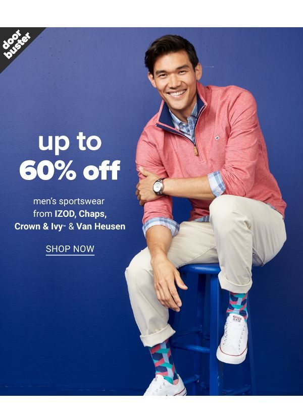 Up to 60% off Men's Sportswear from IZOD, Chaps, Crown & Ivy & Van Heusen - Shop Now