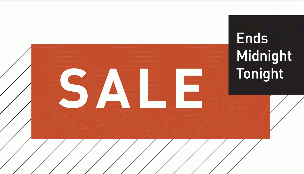 Up to 60% off sale ends midnight!
