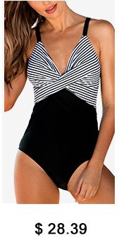 Spaghetti Strap Striped One Piece Swimwear