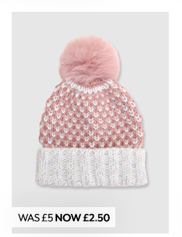 Younger Girls Pink Lurex Bobble Hat