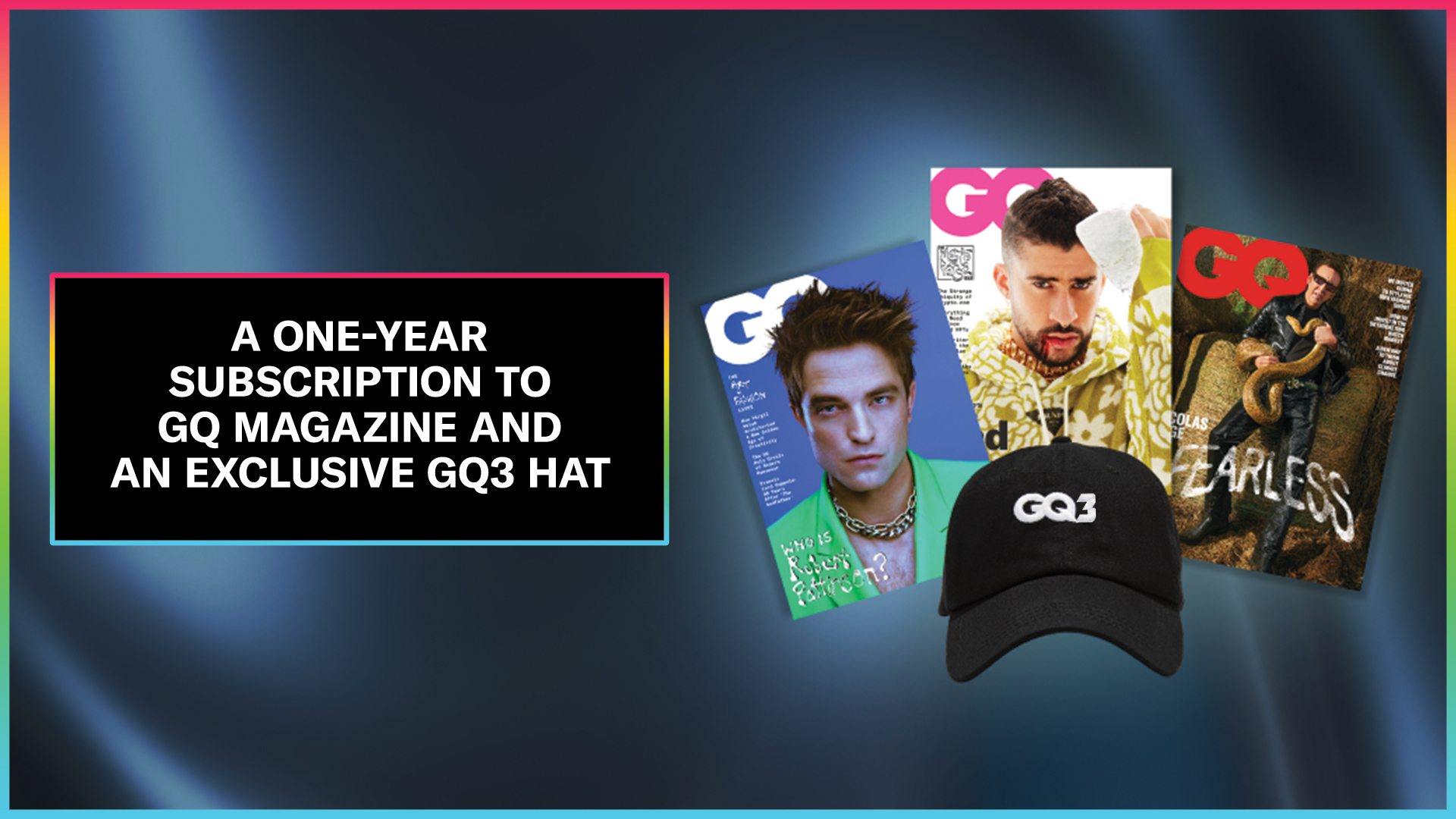 A 1-year subscription to GQ magazine + exclusive GQ3 merch