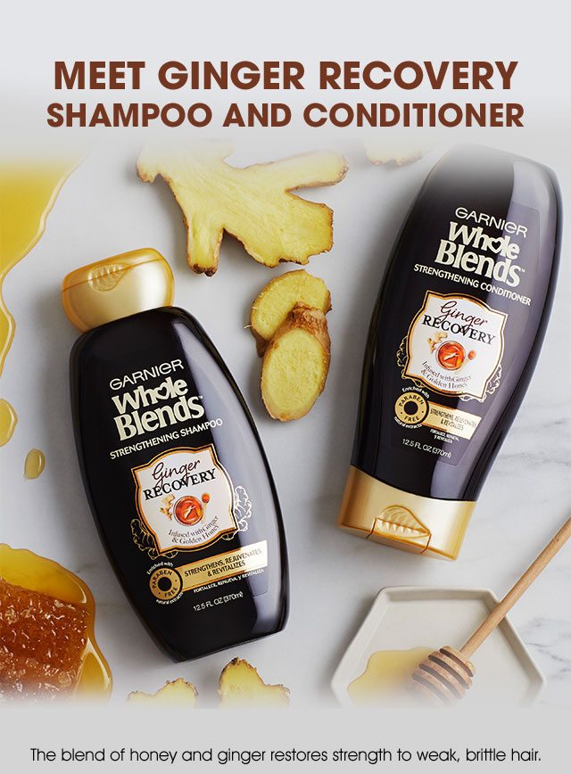 MEET GINGER RECOVERY SHAMPOO AND CONDITIONER - The blend of honey and ginger restores strength to weak, brittle hair.