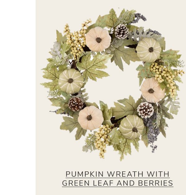 Pumpkin Wreath with Green Leaf and Berries | SHOP NOW