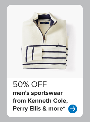 50% off men's sportswear from Kenneth Cole, Perry Ellis & more*