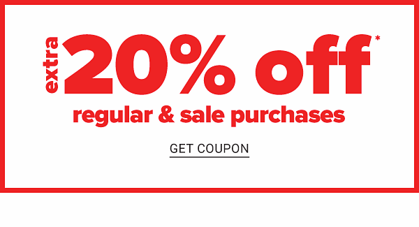 Extra 20% off Regular & Sale Purchases - Get Coupon