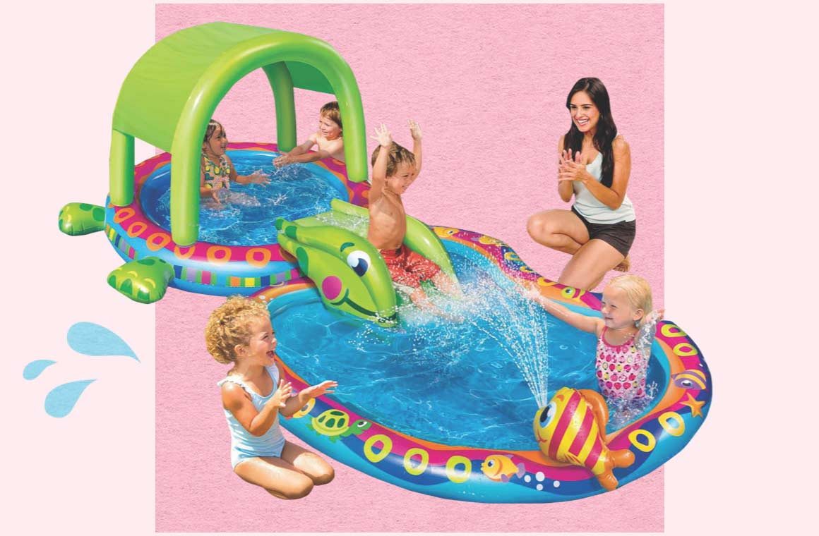 Banzai Shade 'N Slide Turtle Splash Pool