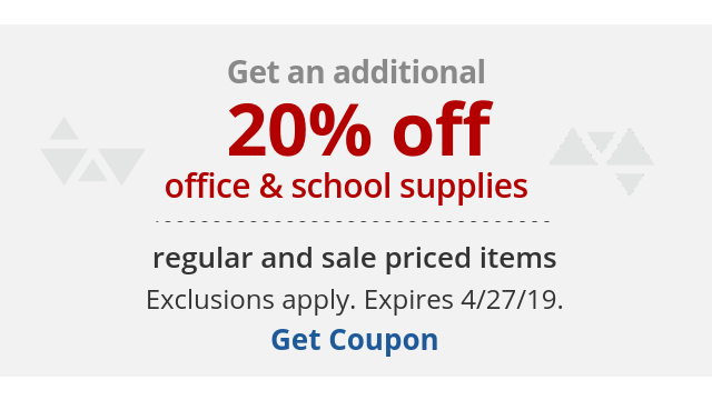 20% Off Qualifying Sale & Regular Priced Office & School Supplies