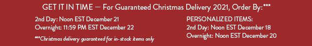 Order by Dates for Guaranteed Christmas Delivery