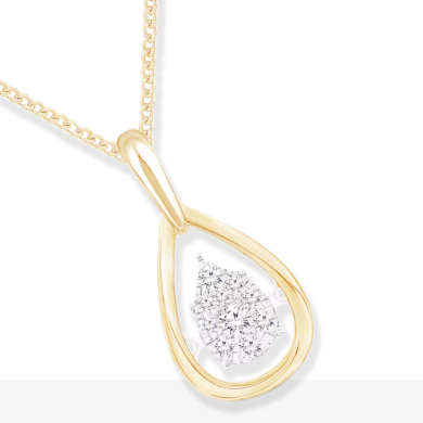 Unstoppable Love Multi-Diamond Teardrop Necklace 1/5 ct tw 10K Yellow Gold 19''