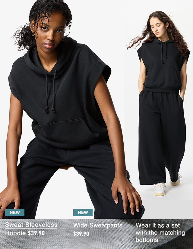 HERO - WOMEN SWEAT SLEEVELESS HOODIE AND WIDE SWEATPANTS