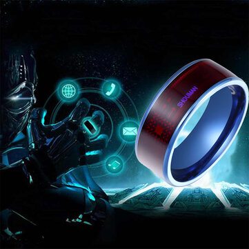 1 Pcs NFC Function Send Message Quick Starts Application Smart Ring Geometric Pattern Stainless Steel Men's Ring