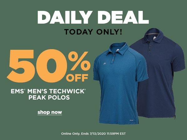 Daily Deal: 50% OFF EMS Men's Techwick Peak Polos - Online Only - Click to Shop