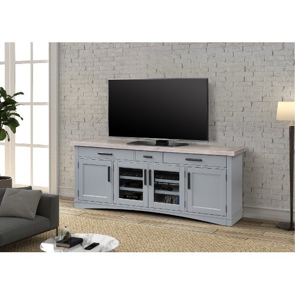 Country Style Dove Gray 76 Inch TV Stand