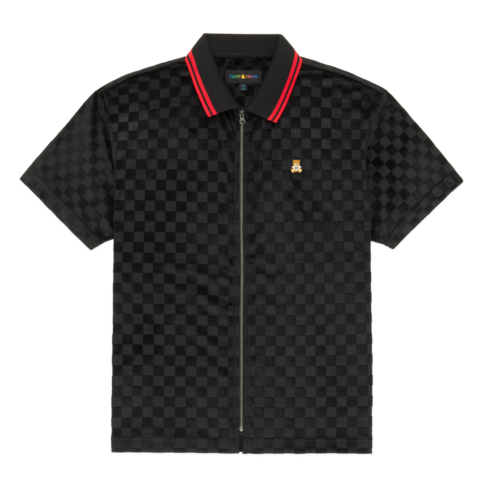 Image of Embossed Checker Velour Zip Shirt