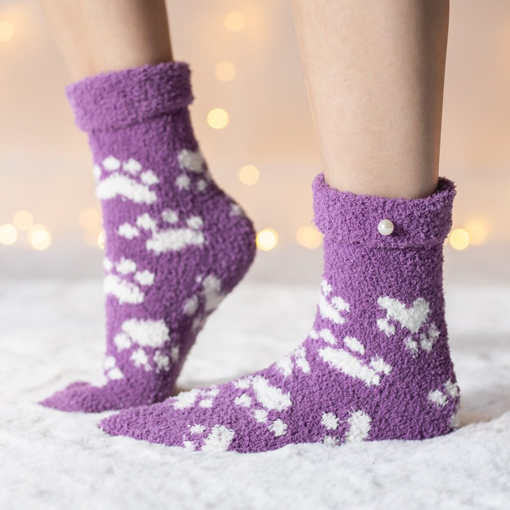 Image of Warm 'n Fuzzy Paws Purple Socks