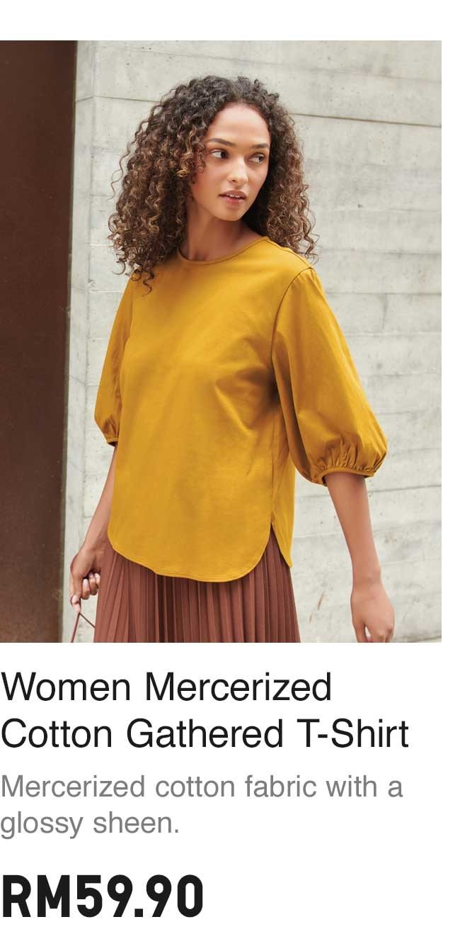 Women Mercerized Cotton Gathered T-Shirt