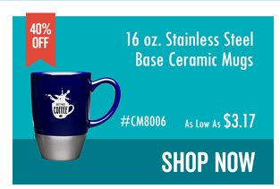 16 oz. Stainless Steel Base Ceramic Mugs