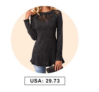 Keyhole Back Long Sleeve Round Neck T Shirt 