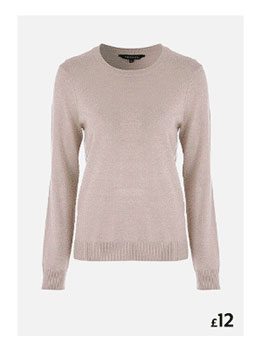 Womens Camel Plain Crew Neck Jumper