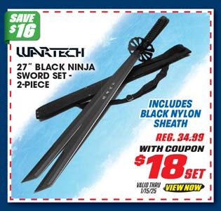 Hero's Edge 27'' Black Ninja Sword Set - 2-Piece