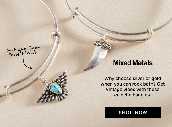 Mixed Metals | Why choose silver or gold when you can rock both? Get vintage vibes with these eclectic bangles.