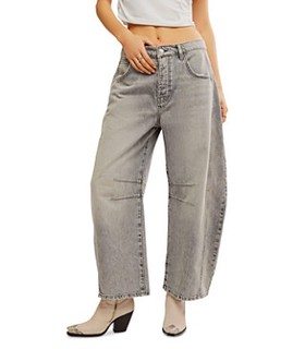 Free People We The Free Good Luck Mid Rise Barrel Jeans in Falcon Grey