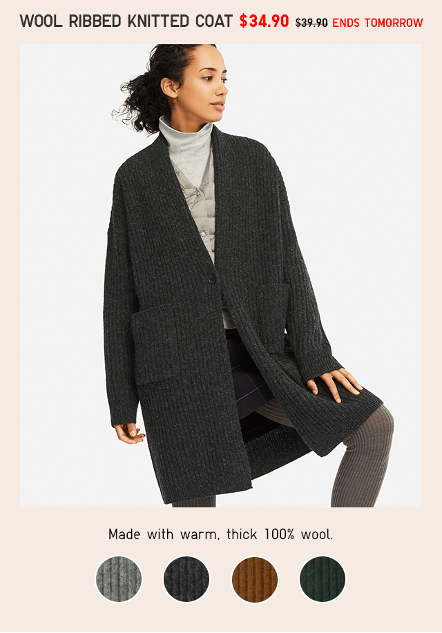 WOOL BLENDED KNITTED COAT $29.90 ENDS TOMORROW