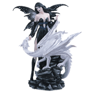 Gothic Fairy With White Dragon Statue