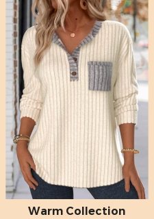 Beige Button Long Sleeve Split Neck Sweatshirt