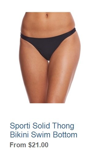 Sporti Solid Thong Bikini Swim Bottom at
