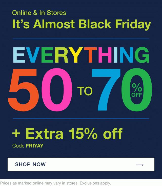 Everything 50 to 70% off