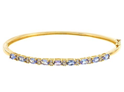 Blue Tanzanite 18k Gold Over Silver Bangle Bracelet 1.88ctw