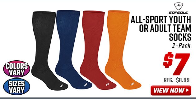 Sof Sole All-Sport Youth or Adult Team Socks - 2-Pack
