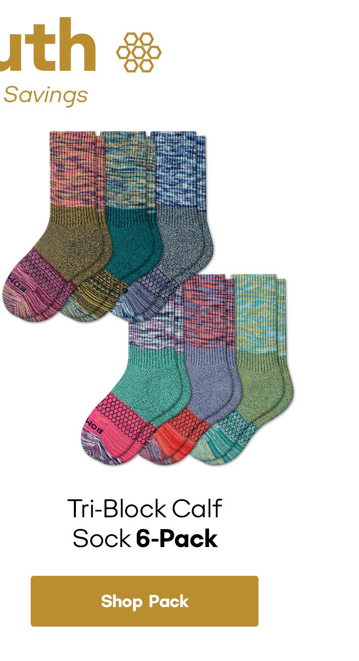 Tri Block Sock 6 Pack. Shop Pack