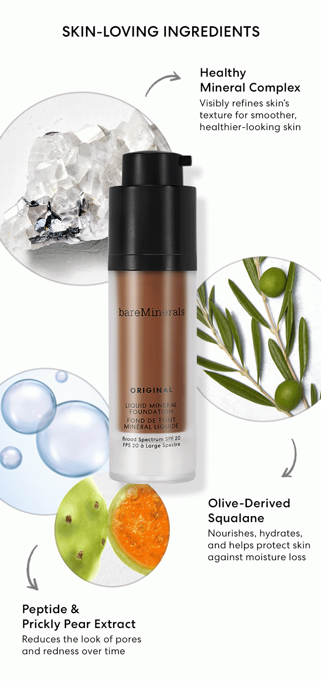 Skin Loving Ingredients - Healthy Mineral Complex - Olive-Derived Squalane - Peptide & Prickly Pear Extract