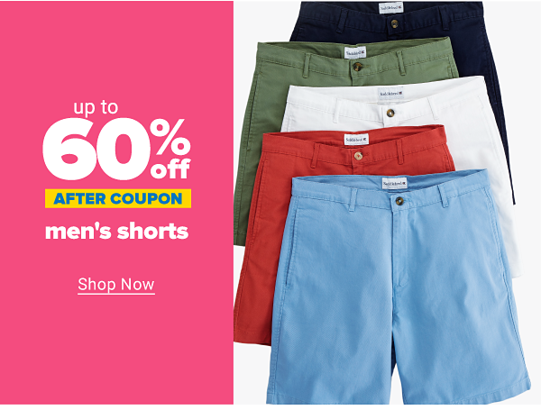 Up to 60% off men's shorts after coupon. Shop Now.