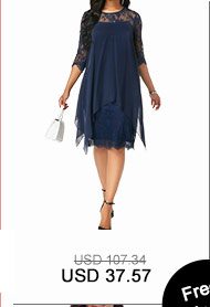 Three Quarter Sleeve Chiffon Overlay Navy Lace Dress