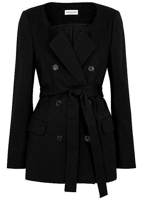 DRIES VAN NOTEN
Breeze black double-breasted cotton-blend jacket