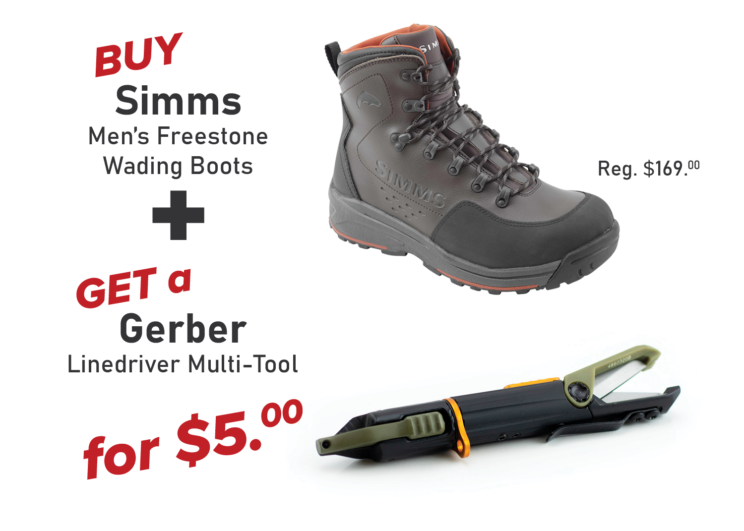 Buy Simms Men's Freestone Wading Boots & Get a Gerber Linedriver Multi-Tool for ONLY $5.00