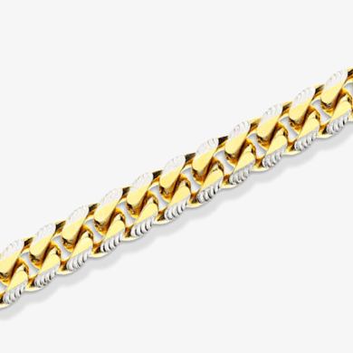 Solid Diamond-Cut Miami Cuban Chain Necklace 14K Yellow Gold 22