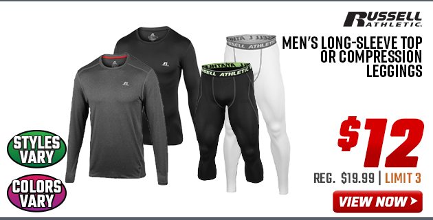 Russell Athletic Men's Long-Sleeve Top or Compression Leggings