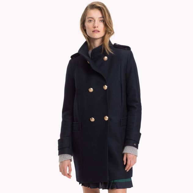 tommy hilfiger wool military coat