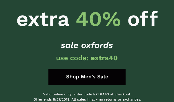 Extra 40% off all sale styles | use code: extra40